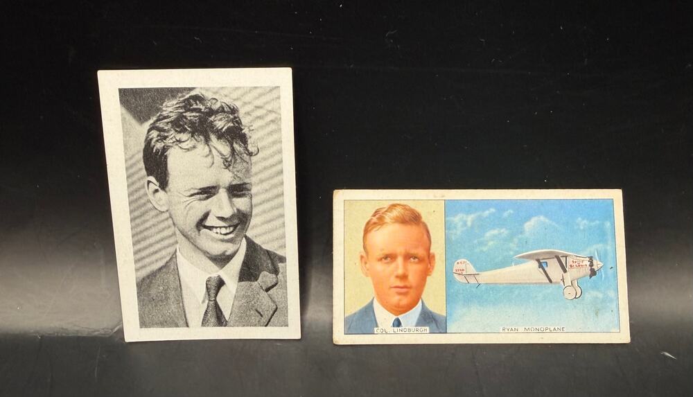 2 Charles Lindbergh Tobacco Cards 1932 Bulgaria 1936 Carreras Spirit of St Louis